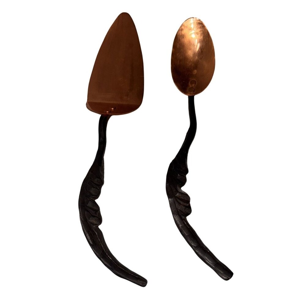 Flag Forge blacksmithing Hand-Forged Copper Iron Spoon Spatula Set southwest - Picture 2 of 13